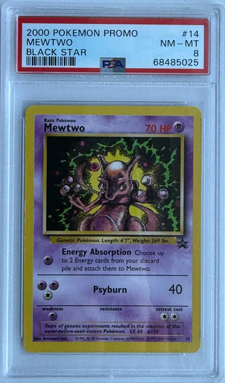 PSA 8 NEAR MINT Mewtwo #14 Pokémon 2000 Black Star Promo Graded Vintage Card